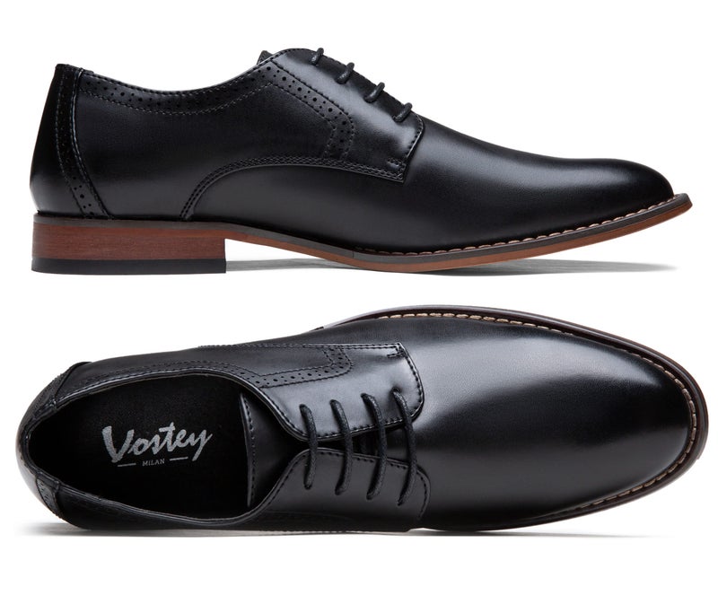 Vostey Men's Dress Shoes Classic Plain Toe Black Men Oxford Shoes (BMY637 Black Size 11) - Image 2